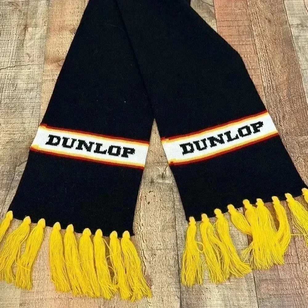 Dunlop Winter Scarf Black & Yellow with Fringe